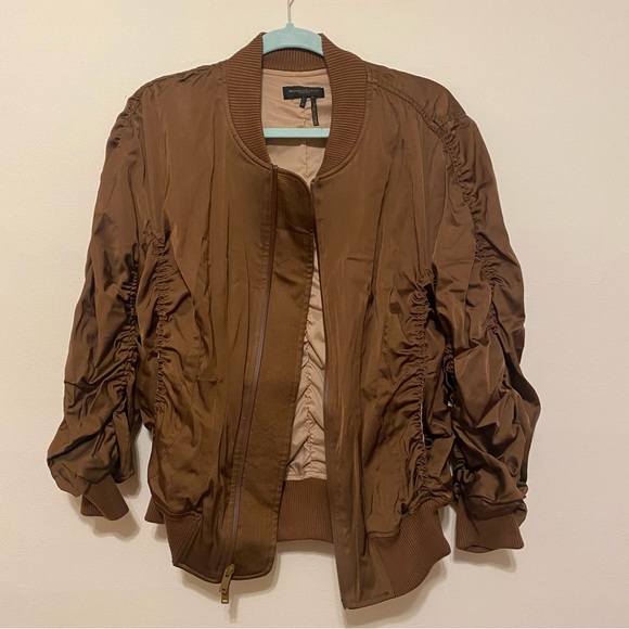 Donna Karan Jackets & Blazers - Donna Karan brown satin bomber jacket